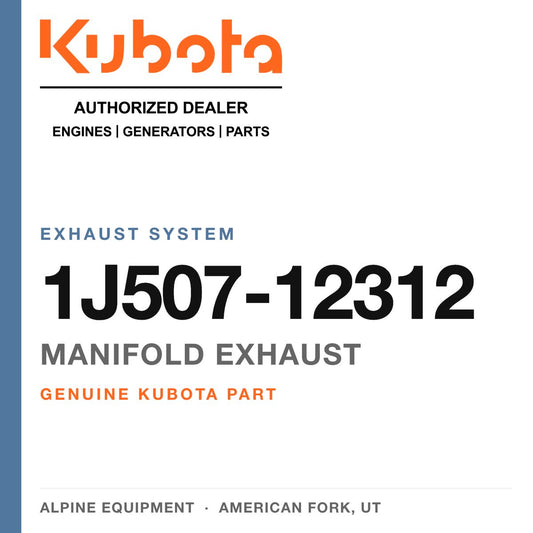 Genuine Kubota manifold exhaust, part number 1J507-12312 — Alpine Equipment