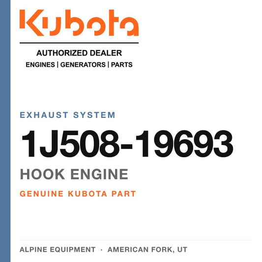 Genuine Kubota hook engine, part number 1J508-19693 — Alpine Equipment