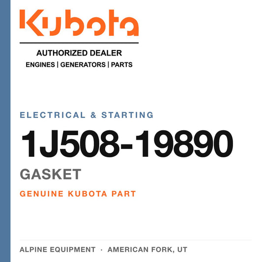 Genuine Kubota gasket, part number 1J508-19890 — Alpine Equipment