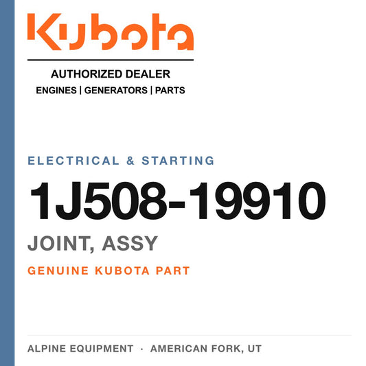 Genuine Kubota joint, assy, part number 1J508-19910 — Alpine Equipment
