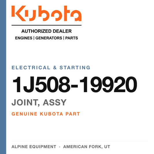Genuine Kubota joint, assy, part number 1J508-19920 — Alpine Equipment