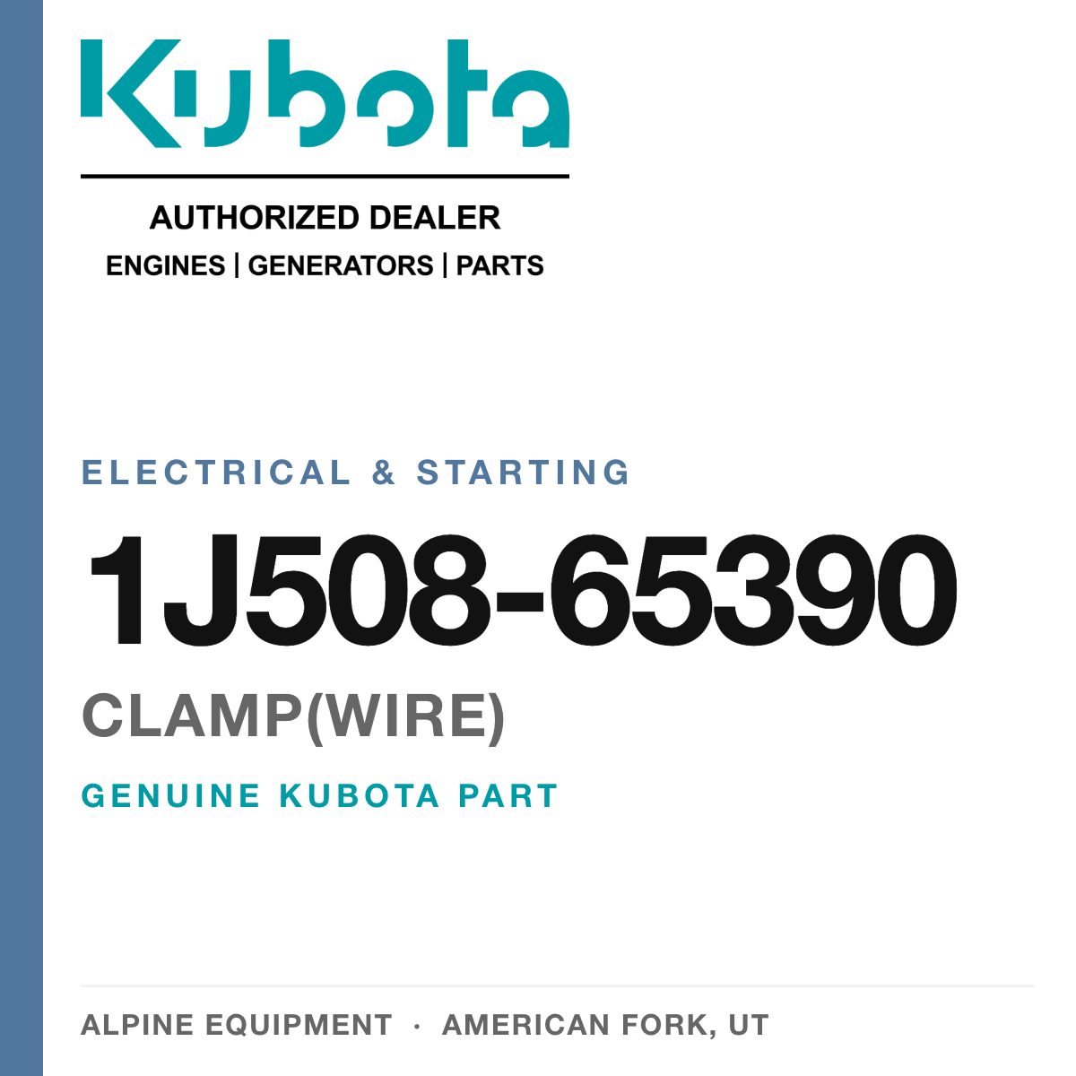 Genuine Kubota clamp(wire), part number 1J508-65390 — Alpine Equipment