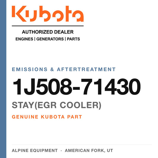Genuine Kubota stay(egr cooler), part number 1J508-71430 — Alpine Equipment