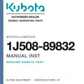 Genuine Kubota manual inst, part number 1J508-89832 — Alpine Equipment