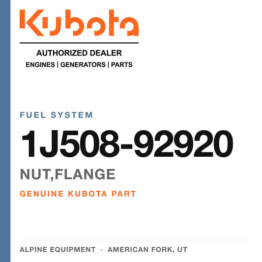 Genuine Kubota nut,flange, part number 1J508-92920 — Alpine Equipment