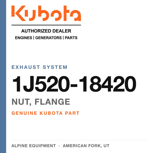 Genuine Kubota nut, flange, part number 1J520-18420 — Alpine Equipment