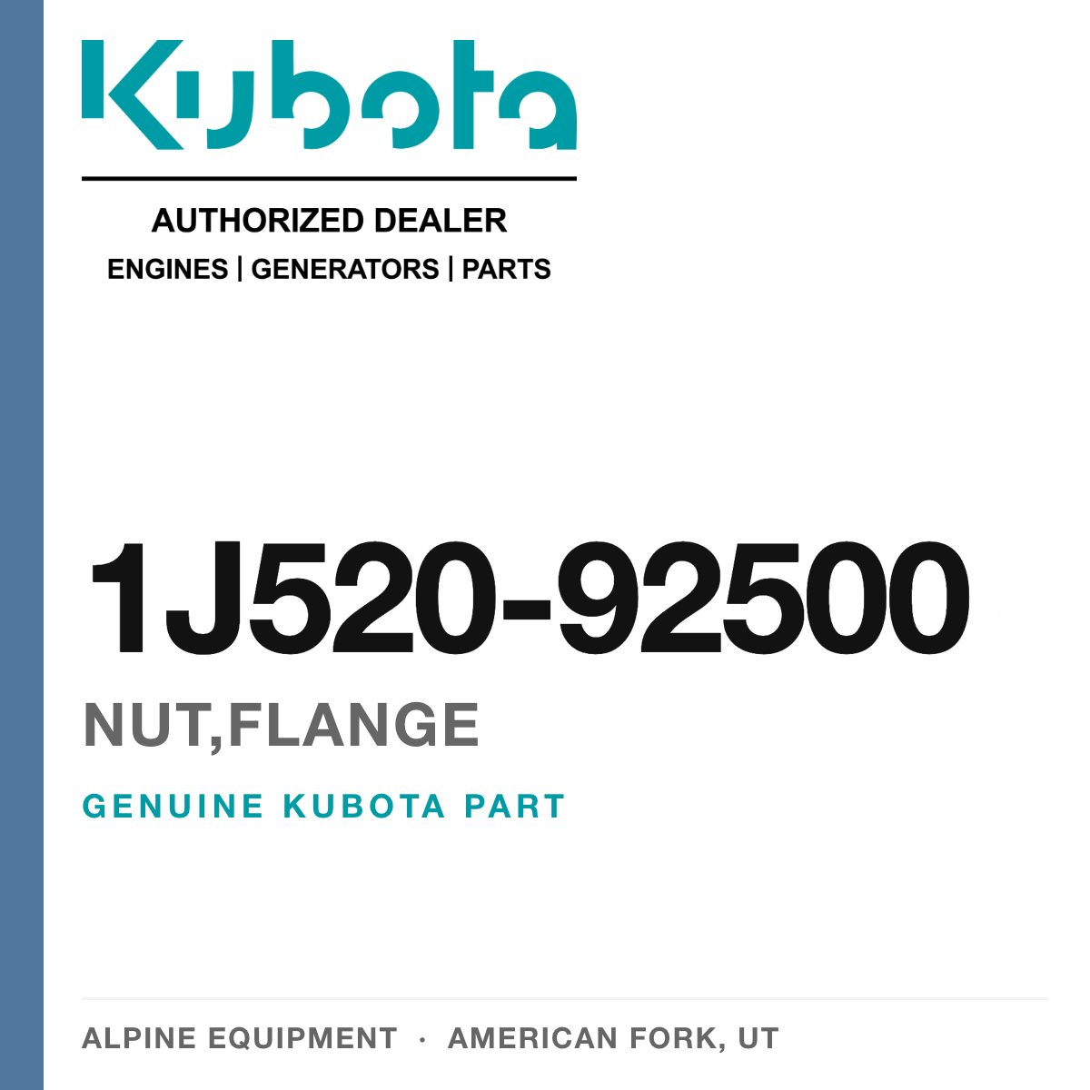 Genuine Kubota nut,flange, part number 1J520-92500 — Alpine Equipment