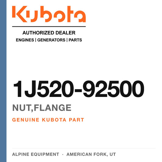 Genuine Kubota nut,flange, part number 1J520-92500 — Alpine Equipment