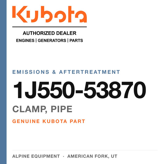 Genuine Kubota clamp, pipe, part number 1J550-53870 — Alpine Equipment