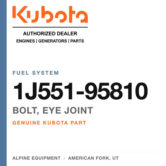 Genuine Kubota bolt, eye joint, part number 1J551-95810 — Alpine Equipment
