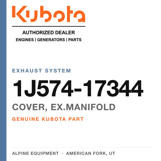 Genuine Kubota cover, ex.manifold, part number 1J574-17344 — Alpine Equipment