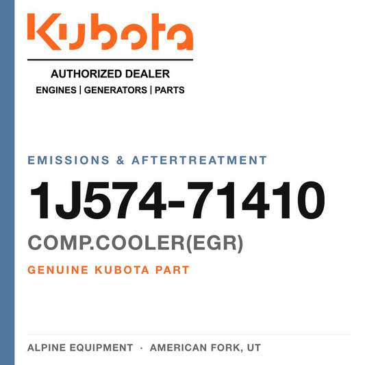 Genuine Kubota comp.cooler(egr), part number 1J574-71410 — Alpine Equipment