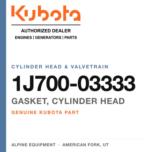 Genuine Kubota gasket, cylinder head, part number 1J700-03333 — Alpine Equipment