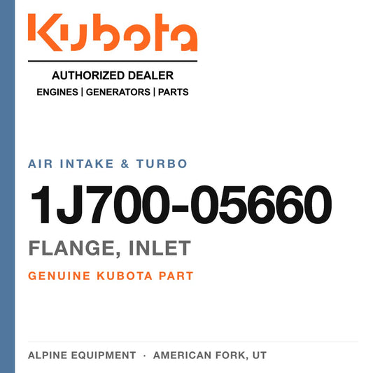 Genuine Kubota flange, inlet, part number 1J700-05660 — Alpine Equipment