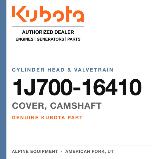 Genuine Kubota cover, camshaft, part number 1J700-16410 — Alpine Equipment