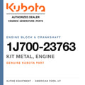 Genuine Kubota kit metal, engine, part number 1J700-23763 — Alpine Equipment