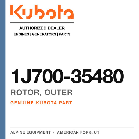 Genuine Kubota rotor, outer, part number 1J700-35480 — Alpine Equipment