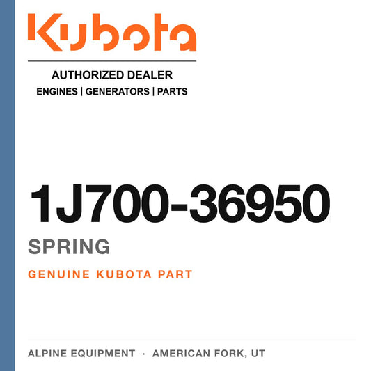 Genuine Kubota spring, part number 1J700-36950 — Alpine Equipment