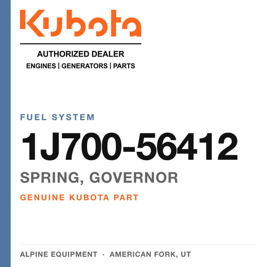 Genuine Kubota spring, governor, part number 1J700-56412 — Alpine Equipment