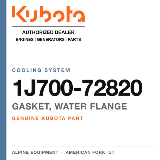 Genuine Kubota gasket, water flange, part number 1J700-72820 — Alpine Equipment