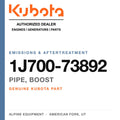 Genuine Kubota pipe, boost, part number 1J700-73892 — Alpine Equipment