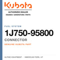 Genuine Kubota connector, part number 1J750-95800 — Alpine Equipment