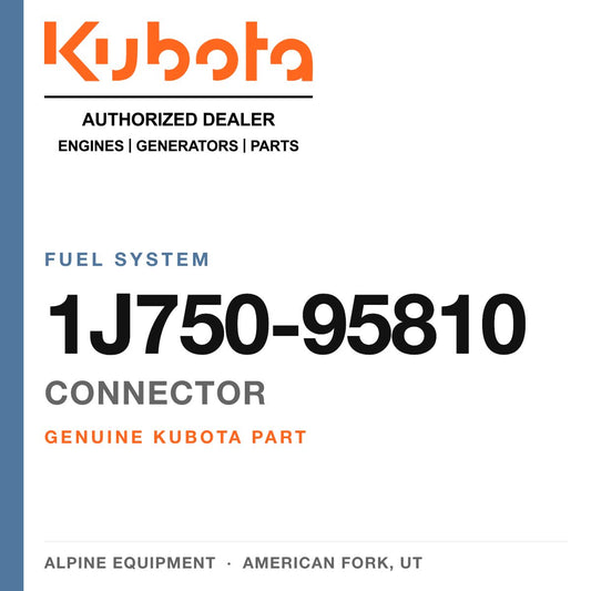 Genuine Kubota connector, part number 1J750-95810 — Alpine Equipment