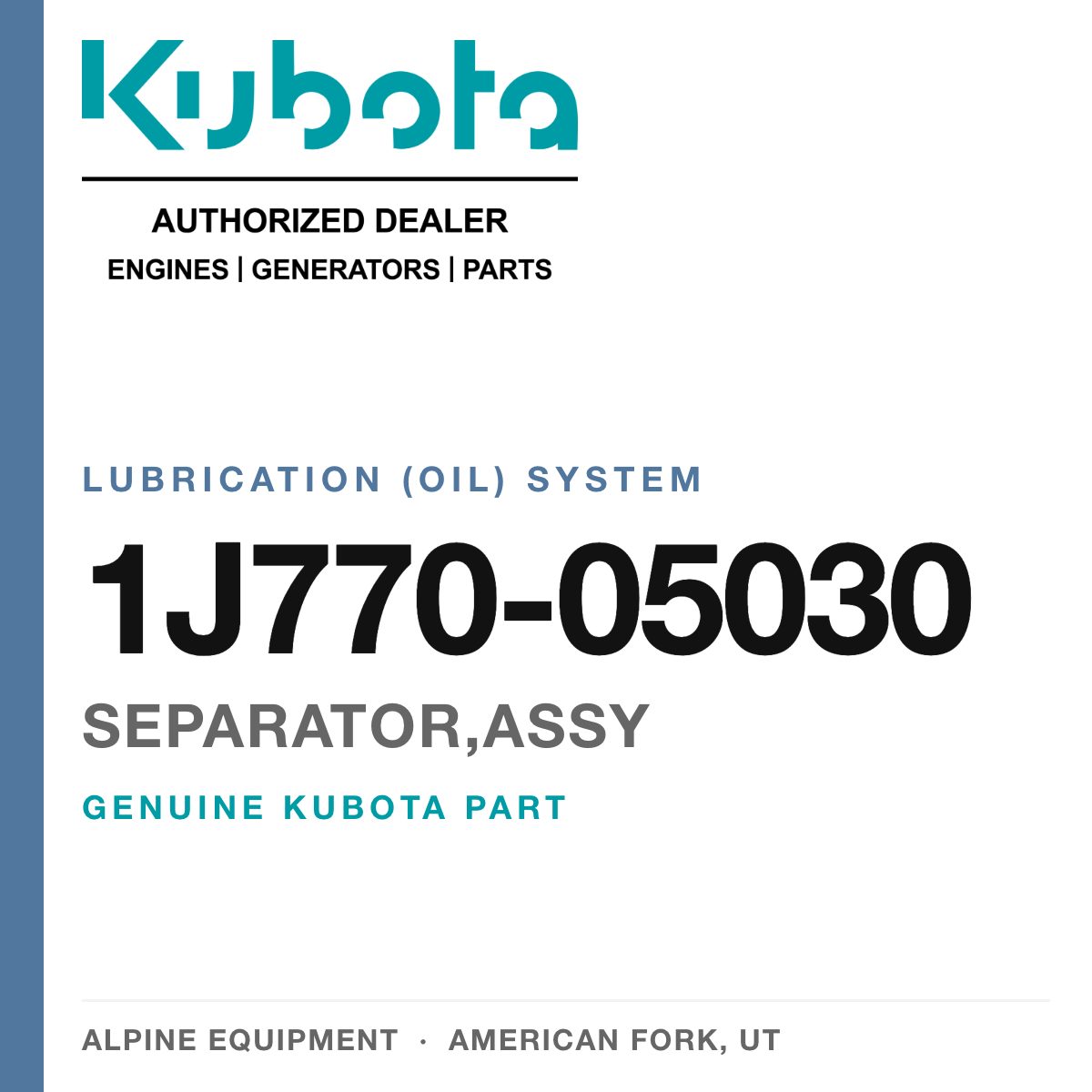 Genuine Kubota separator,assy, part number 1J770-05030 — Alpine Equipment