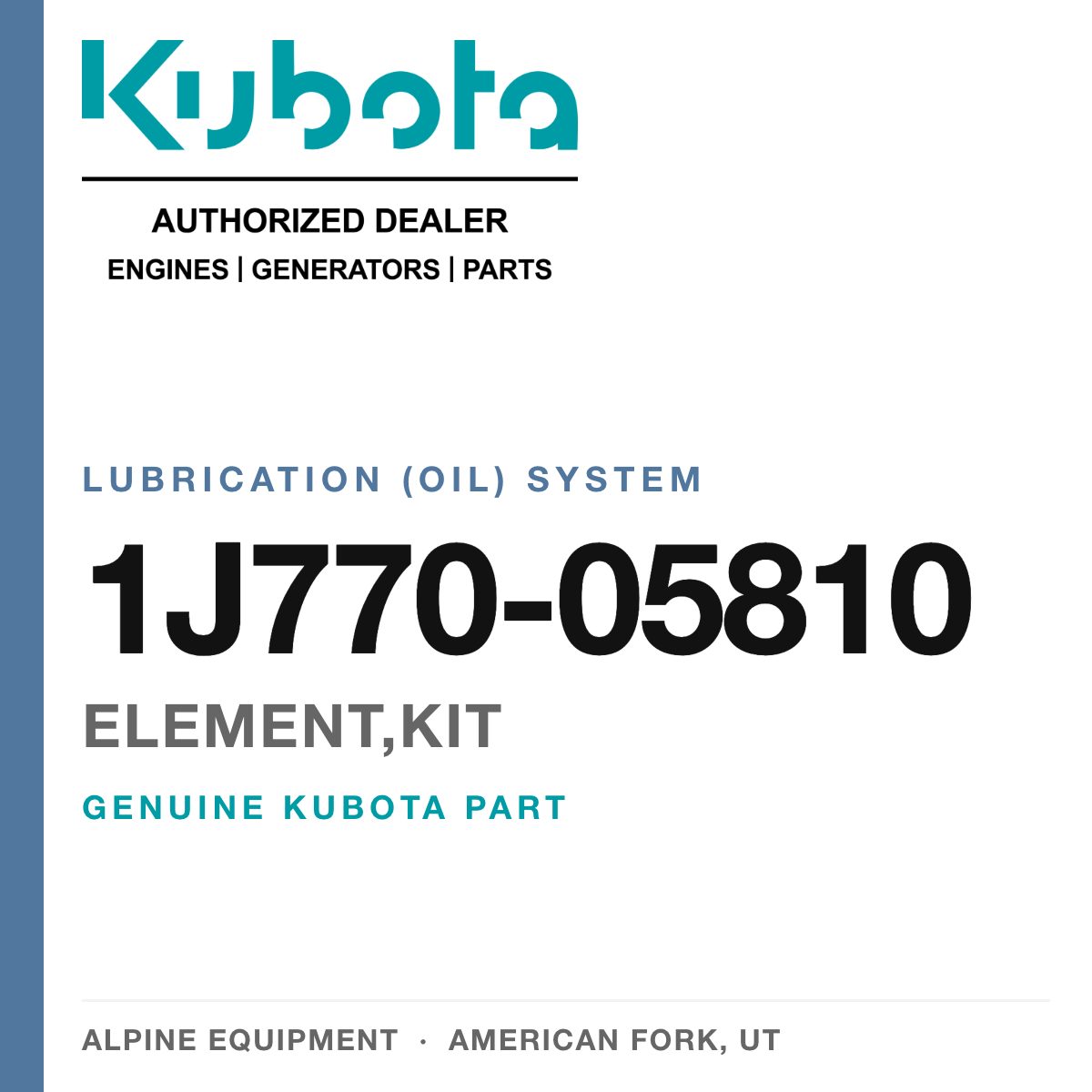 Genuine Kubota element,kit, part number 1J770-05810 — Alpine Equipment