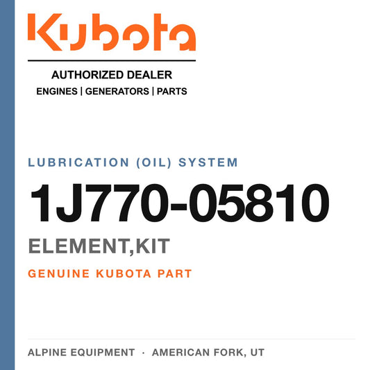 Genuine Kubota element,kit, part number 1J770-05810 — Alpine Equipment
