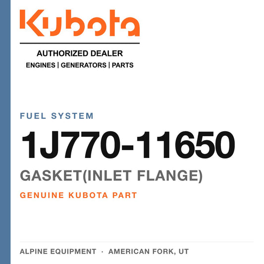 Genuine Kubota gasket(inlet flange), part number 1J770-11650 — Alpine Equipment
