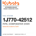 Genuine Kubota pipe, comp(water over, part number 1J770-42512 — Alpine Equipment