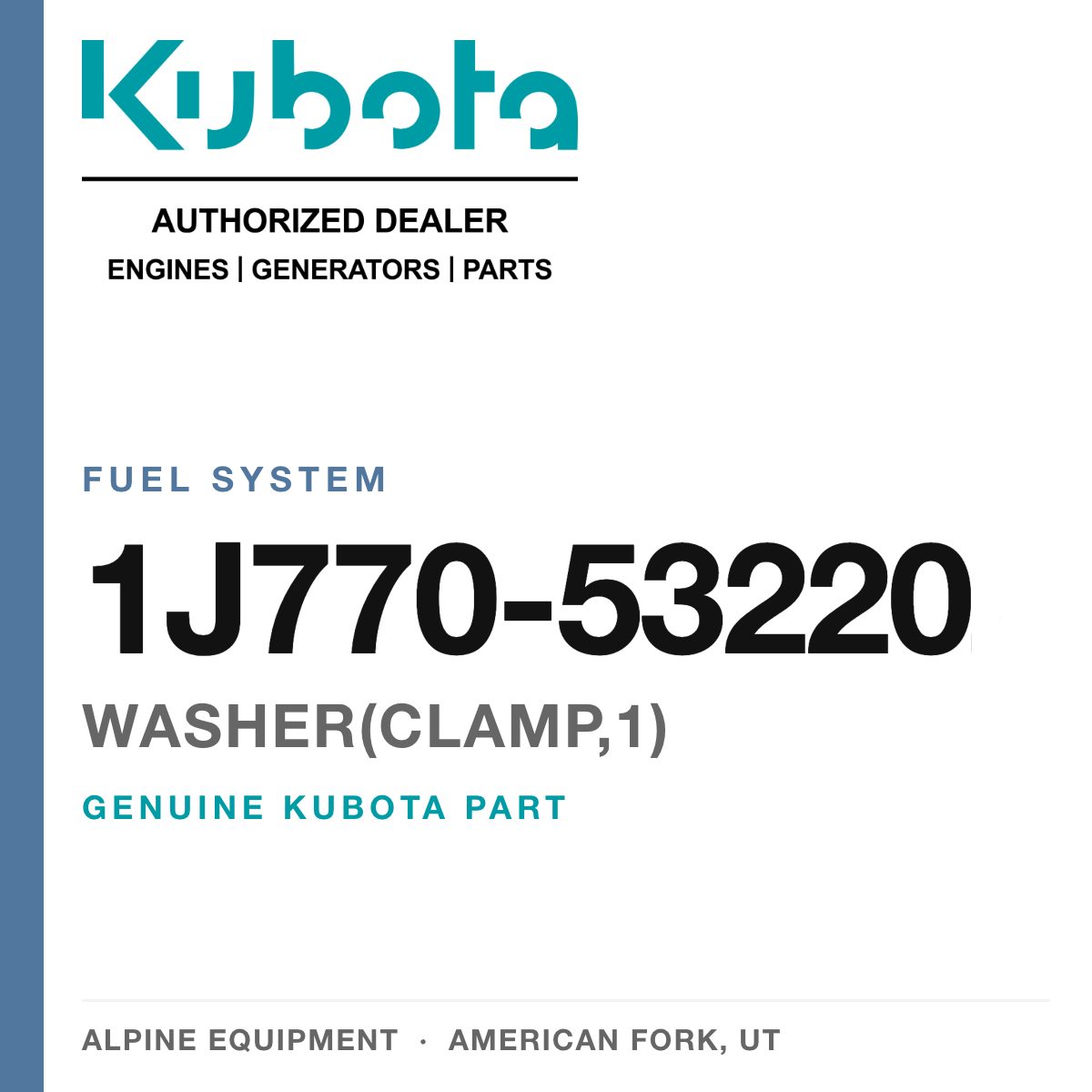 Genuine Kubota WASHER(CLAMP,1), part number 1J770-53220 — Alpine Equipment