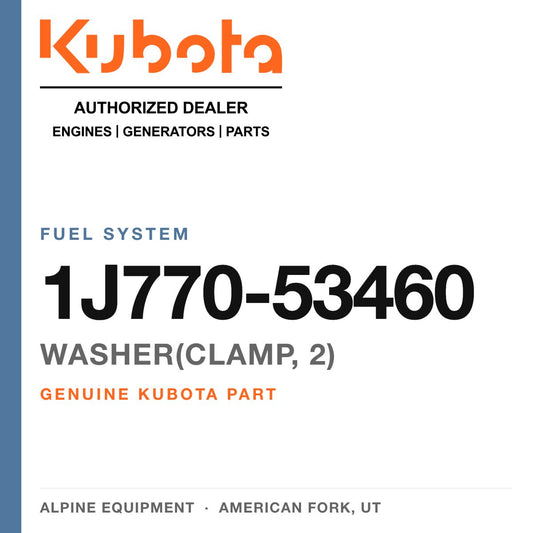 Genuine Kubota washer(clamp, 2), part number 1J770-53460 — Alpine Equipment