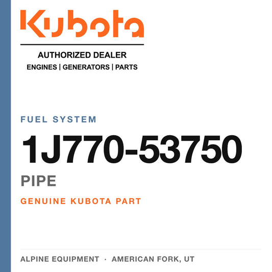 Genuine Kubota pipe, part number 1J770-53750 — Alpine Equipment