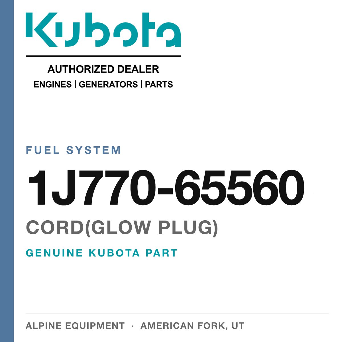 Genuine Kubota cord(glow plug), part number 1J770-65560 — Alpine Equipment