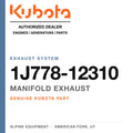 Genuine Kubota manifold exhaust, part number 1J778-12310 — Alpine Equipment