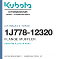 Genuine Kubota flange muffler, part number 1J778-12320 — Alpine Equipment