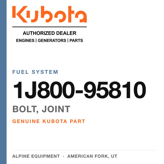 Genuine Kubota bolt, joint, part number 1J800-95810 — Alpine Equipment