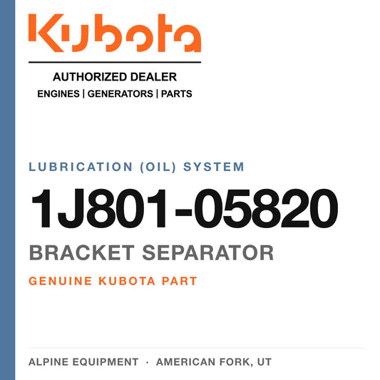 Genuine Kubota bracket separator, part number 1J801-05820 — Alpine Equipment