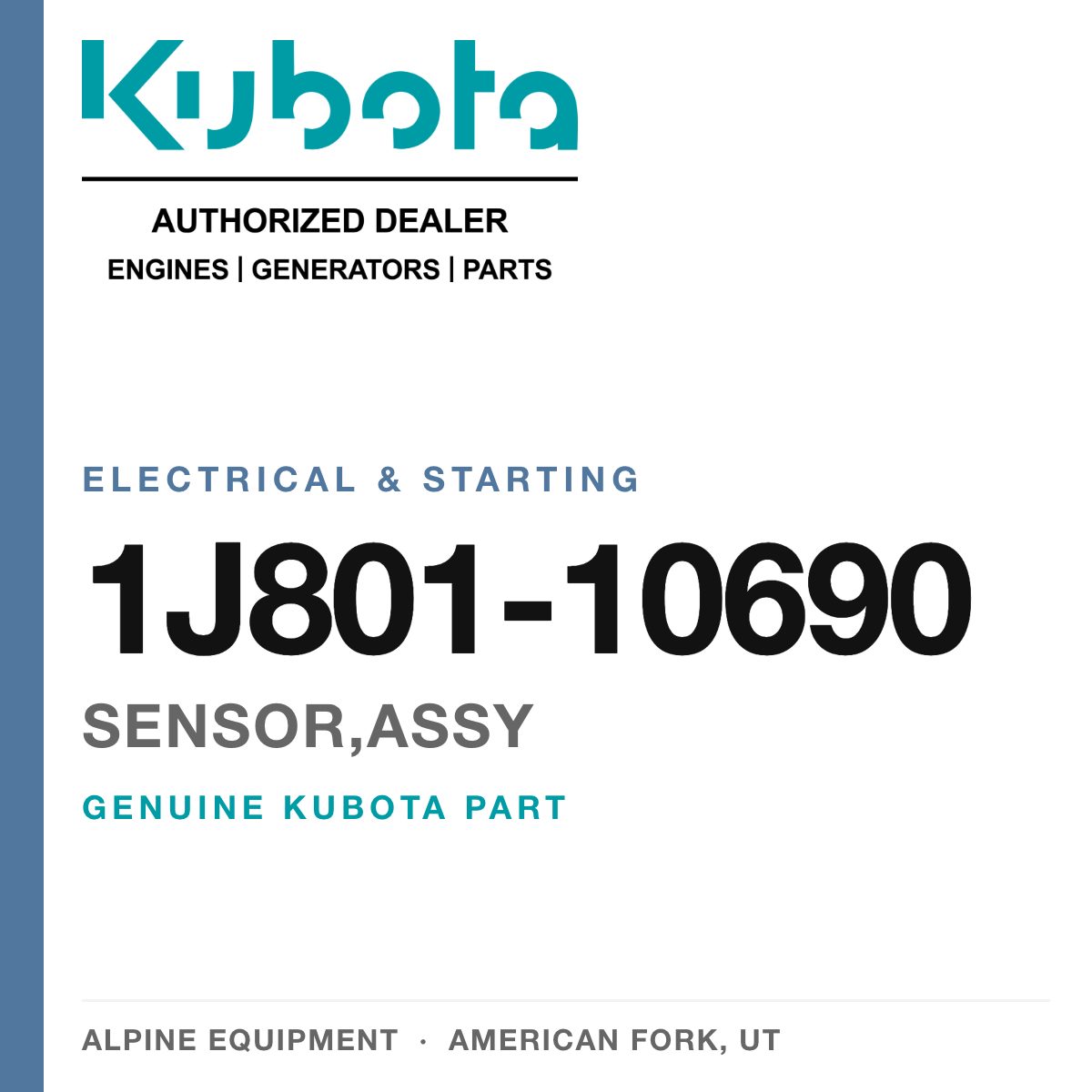 Genuine Kubota sensor,assy, part number 1J801-10690 — Alpine Equipment