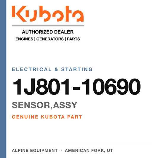 Genuine Kubota sensor,assy, part number 1J801-10690 — Alpine Equipment