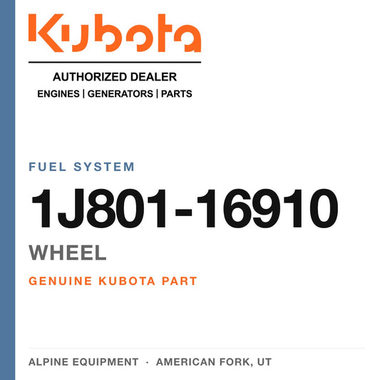 Genuine Kubota wheel, part number 1J801-16910 — Alpine Equipment