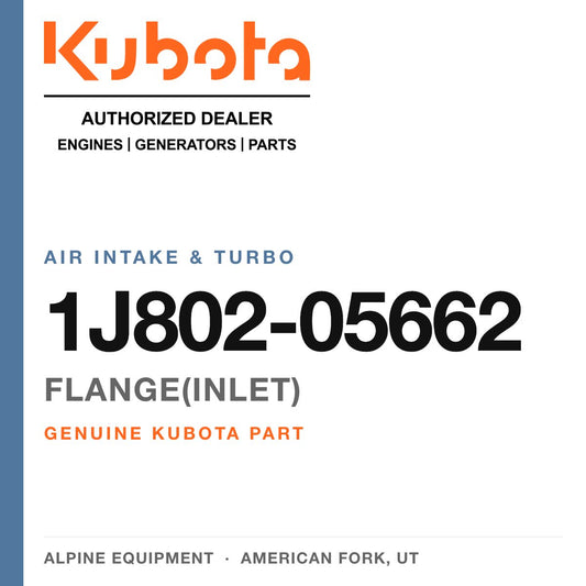 Genuine Kubota flange(inlet), part number 1J802-05662 — Alpine Equipment