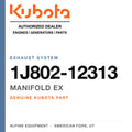 Genuine Kubota manifold ex, part number 1J802-12313 — Alpine Equipment