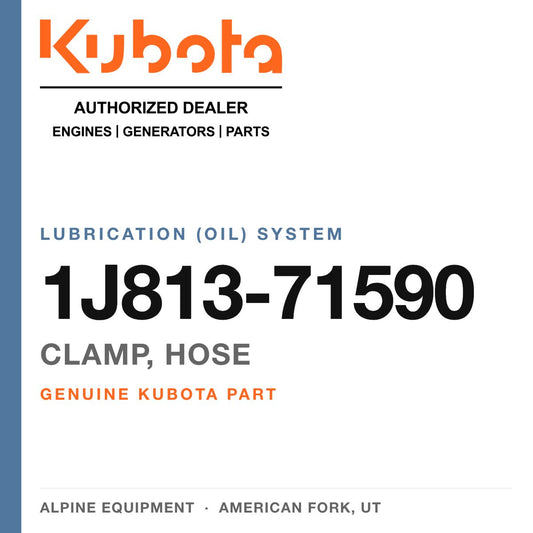 Genuine Kubota clamp, hose, part number 1J813-71590 — Alpine Equipment