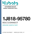 Genuine Kubota bolt,connect, part number 1J818-95780 — Alpine Equipment