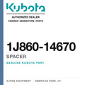 Genuine Kubota spacer, part number 1J860-14670 — Alpine Equipment
