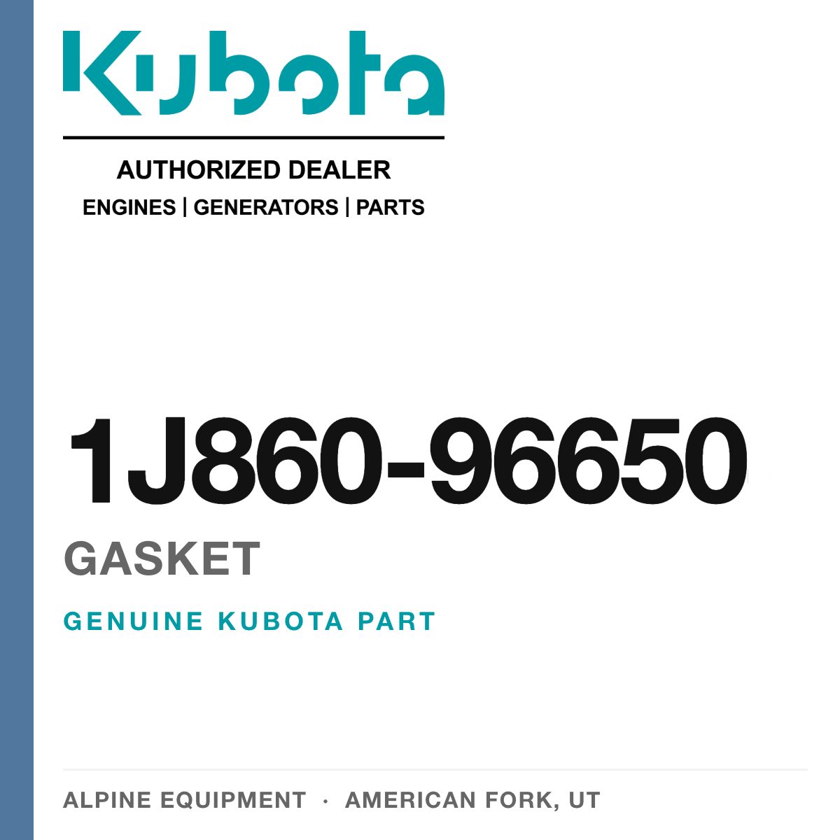 Genuine Kubota gasket, part number 1J860-96650 — Alpine Equipment
