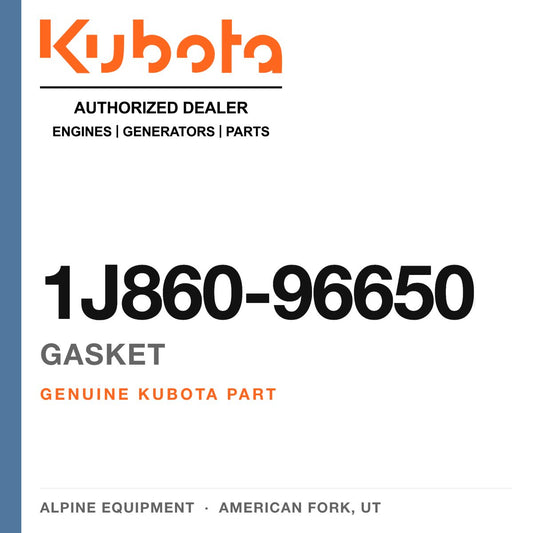 Genuine Kubota gasket, part number 1J860-96650 — Alpine Equipment